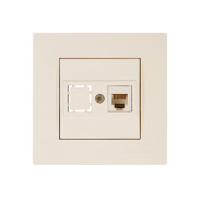 Розетка телефонная 1хRJ12, скрытая, RJ12, кремовая, RITA,  MUTLUSAN 2220 125 0102