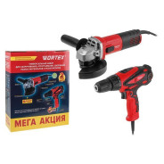 Набор электроинструмента одноручная ушм + АКЦИЯ Дрель-шуруповерт  в кор. (Ушм AG 1209-3 + Дрель-шуру...WORTEX 1329385