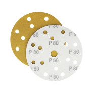 Наждачная бумага желтая D150 мм P80 Velcro (тип зерна – оксид алюминия) 15 отверстий    ...Гамматест M3-255D150P80