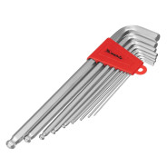Набор ключей имбусовых HEX, 1.5–10 mm, CrV, 9 шт., экстра-длин, c шаром, сатин.  ...Matrix 16410