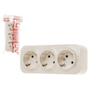 Розетка 3-ая (открытая, с/з) бежевая, Bailly  LEIDEN ELECTRIC 8760908060279