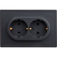 Розетка 2-ая (скрытая, с/з, со шторками) графит, Carre  BYLECTRICA РС16-0646 графит