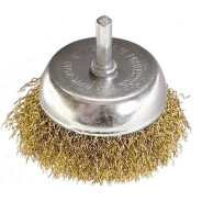 Щетка для дрели, 65 мм, "чашка" со шпилькой, латунированная витая проволока  ...Matrix 74477