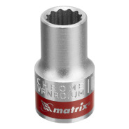 Головка торцевая, 11 mm, 12-гранная, CrV, под квадрат 1/2", хромированная  ...Matrix 13682