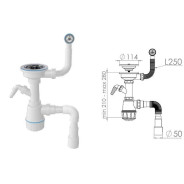 Сифон для кухни с круглым переливом, выпуск 3 1/2,  с гибкой трубой 1 1/2" - 40/50мм., Engineer...AV Engineering AVE129777