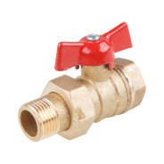 Кран шаровый 1/2" наружная-внутренняя резьба бабочка (со сгоном) PN1.6 МПа, 11Б27п9  ...Цветлит ЦРБ0049