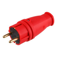Вилка (с/з, 16А, 250В) каучук, красная (В16-001)  ЮПИТЕР JP7602-04