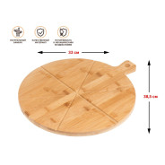 Поднос бамбуковый для пиццы с ручкой, круглый, 38,5х33 см, BAMBOO  ...PERFECTO LINEA 38-385001