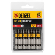 Набор бит PH1х50, сталь S2, круглый профиль, 10 шт.  DENZEL 11648