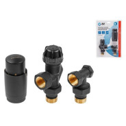 Комплект кранов для радиаторов 1/2" осевой Черный  AV Engineering AVE32012B