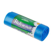 Мешки для мусора с ушками, 60 л, 20 шт, синие, "НАДЕЖНЫЕ" (60х74см/15мкм)   ...РОМАШКА ВЛ06420У