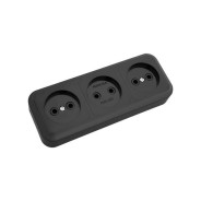 Розетка 3-ая (открытая, б/з) черная, Пралеска  BYLECTRICA РА16-263чер