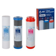 Набор картриджей, 3 шт "Optima" (PP, Уголь, Удаление железа)  ...AV Engineering AVE-FS3-2