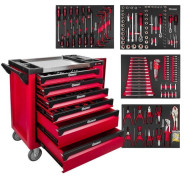 Тележка инструментальная 6-и полочная с набором инструментов 245пр и дополнительной боковой секцией ...FORCEKRAFT FK-55305