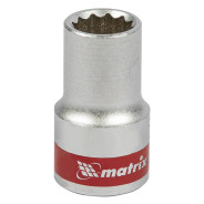 Головка торцевая, 12 mm, 12-гранная, CrV, под квадрат 1/2", хромированная  ...Matrix 13684