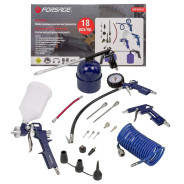 Набор пневмоинструмента 18пр.(краскопульт-сопло 1.5мм;обдувочник-сопла 110,140мм;подкачка+10 адаптер...Forsage F-8031K18-G (E-70)