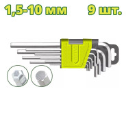 Набор ключей шестигранных со сферической головкой 1,5-10 мм   (9 шт.)...DYLLU DTHK2292