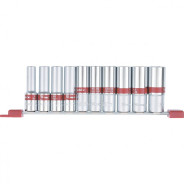 Набор удлиненных торцевых головок 1/2", 6гр., CrV, 10шт., 10-22мм,  ...Matrix 13590