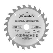 Пильный диск по дереву, ф160 х 20 мм, 24 зуба + кольцо, 20/16  Matrix 73211