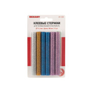 Стержни клеевые d=11.3 mm, L=100 mm, цветные с блестками (упак. 12 шт.) (блистер)  ...REXANT 09-1235