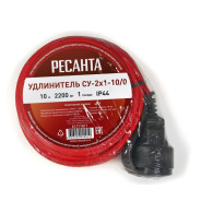 Удлинитель силовой б/катушки 10м, 2.2кВт, 1 гнездо, Ресанта СУ-2х1-10/0...РЕСАНТА 61/118/1