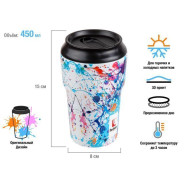 Термокружка, 450 мл, нержавеющая сталь, bright splash, серия 3D, (3D-принт на корпусе)  ...PERFECTO LINEA 27-450102