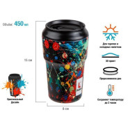 Термокружка, 450 мл, нержавеющая сталь, fun splash, серия 3D, (3D-принт на корпусе)  ...PERFECTO LINEA 27-450101