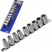 Головки торцевые TORX 1/2", E10-E24, 9пр. 6гр.  GEKO G10160