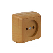 Розетка 1-ая (открытая, б/з) дуб, BRON (10 A, 250 V, IP 20)  21601010258MUTLUSAN 21 601 010 258