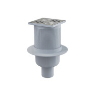 Сливной трап 105х105/50, подводка - прямая, решетка - нерж. сталь, гидрозатвор - мокрый  ...Alcaplast APV2-BL-01