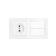 Блок белый выключатель двухклавишный + розетка скрытой установки, Стиль  ...BYLECTRICA 2В-РЦ-687