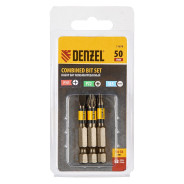 Набор бит комбинированный 3 шт., PH2, PZ2, SL5, 50 mm, сталь S2  DENZEL 11678
