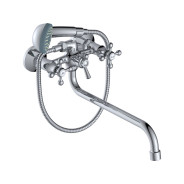 Смеситель для ванны (Lt) вентильный (тип I) (Длинный S-излив, длина 295 мм, лейка и шланг в комплект...AV Engineering AVROL7-D22