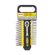 Набор головок и бит с трещоткой 28пр. 1/4''(4-13мм, Torx:T10,15,20,25,30, Hex:3-6мм,SL:4,5.5,7мм, PH...WMC TOOLS WMC-2028-5