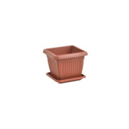 Кашпо с поддоном Mediteran 16х16 cм., (цвета в ассортименте)  POBEDA P1SC161