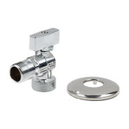 Кран шаровый угловой 1/2" нар.х 3/4" нар. для стир. машины ХРОМ.  ...AV Engineering AVE3923412