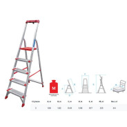 Лестница-стремянка алюм. проф. 106см, 5 ступ., 5.5кг NV500 (с лотком-органайзером, макс. нагрузка 22...Новая Высота 3118105