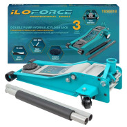 Домкрат подкатной гидравлический низкопрофильный двухпоршневой с резиновой накладкой 3т (h min 75мм,...ILOforce IF-T830018