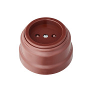 Розетка 1-ая (открытая, б/з, з/ш) коричневая, Ретро  BYLECTRICA РА16-0205кор