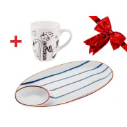 Блюдо керамическое, 33х17.5х2.8 см, серия MARINE + Кружка керамическая, 360 мл., FUNNY ANIMALS-3 (пр...PERFECTO LINEA 17-103300/1