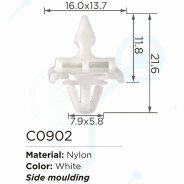 Клипса для крепления внутренней обшивки а/м европейских а/м/ Фиат пластиковая (100 шт/уп.)  ...Forsage C0902(Jaguar/European car)
