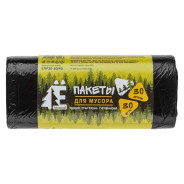 Мешки для мусора, 30 л, 30 шт, "Е-Ромашка", черные (48х57,5 см/ 5,6 мкм)  ...РОМАШКА ЕЛР30-30/40