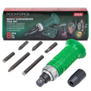 Отвертка ударная с набором бит, 8пр.  Rock FORCE RF-5064E