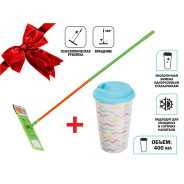Швабра для пола с насадкой из микрофибры,Макарена+Кружка керамическая,400 мл (Телескопическая рукоят...PERFECTO LINEA 43-391012/К