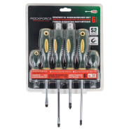 Набор отверток магнитных 6пр.(SL:5.5х40,6.5х100мм; PH:1х40,2х150мм; силовые: SL6.5х150, РН2х100мм)в ...Rock FORCE RF-7006B