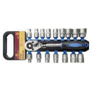 Набор головок с трещоткой 18пр. 1/2" (8-24мм, 6-гран.)  KINGTUL KT418