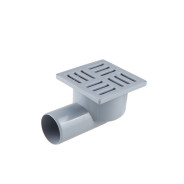 Сливной трап горизонтальный пластиковый D 50 с сухим затв., решетка пласт. 100х100 mm, серый  ...РосТурПласт 15178