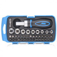 Отвертка реверсивная с набором бит и торцевых головок, 41 шт.  ...Барс 13358