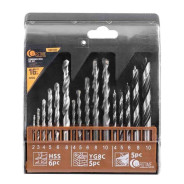 Сверла, набор комбинированный 16пр. (по металлу: 2-6, 8мм; по бетону: 4-6, 8, 10мм; по дереву: 4-6, ...FORSTIME FT-DBS16M