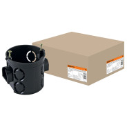 Установочная коробка, СП D68х62мм, углубленная, саморезы, стыковочные узлы, черная, IP20,  ...TDM SQ1402-1105